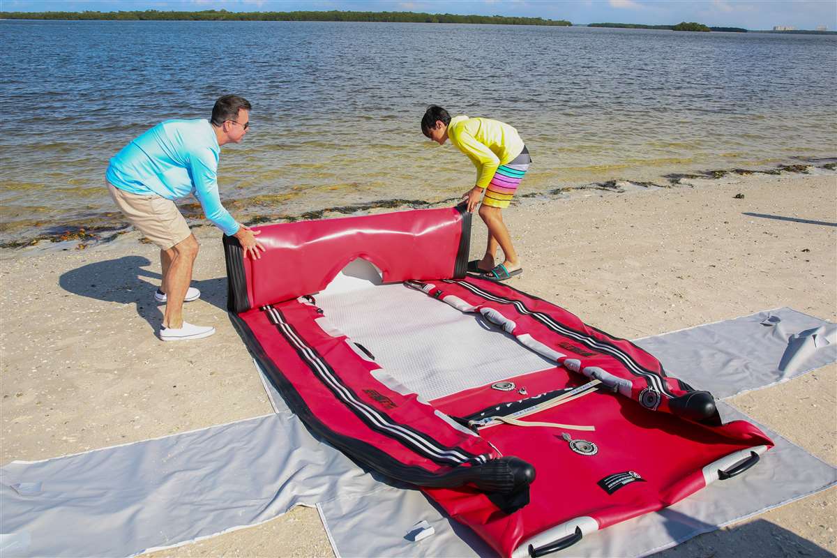 The Sea Eagle FastCat14™, unroll, inflate, and go!