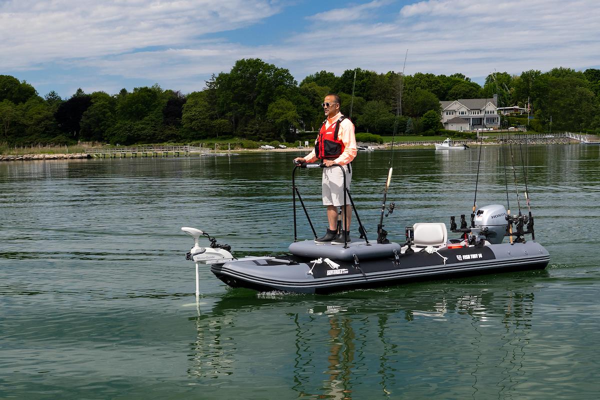 The FishTuff14™, spot-lock bow motor, and Sea Eagle inflatable SightDeck™ is a perfect pairing