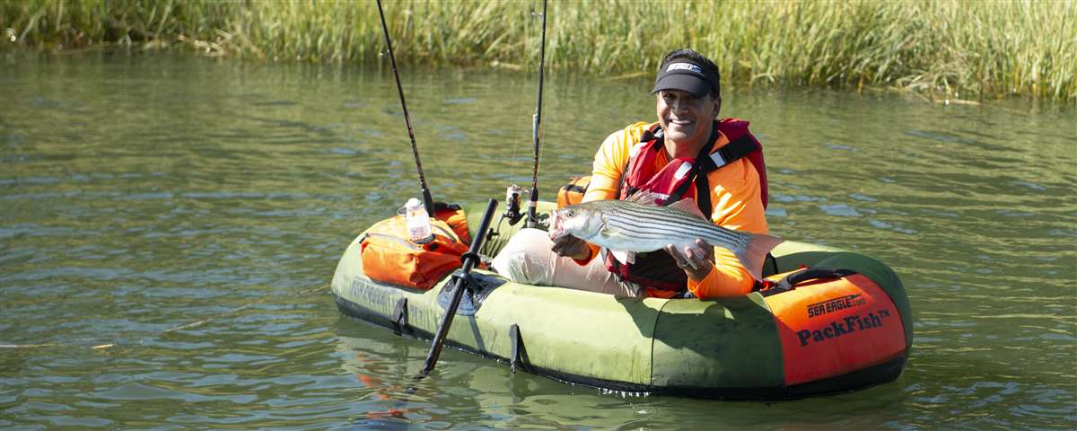 Sea Eagle PackFish7™ 1 person Inflatable Fishing Boat. Package