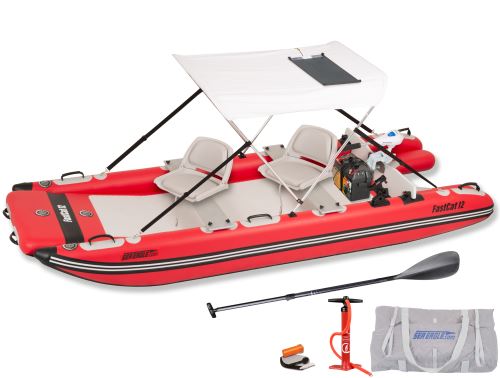 Sea Eagle FastCat12 Catamaran Inflatable Boat Swivel Seat Canopy Package