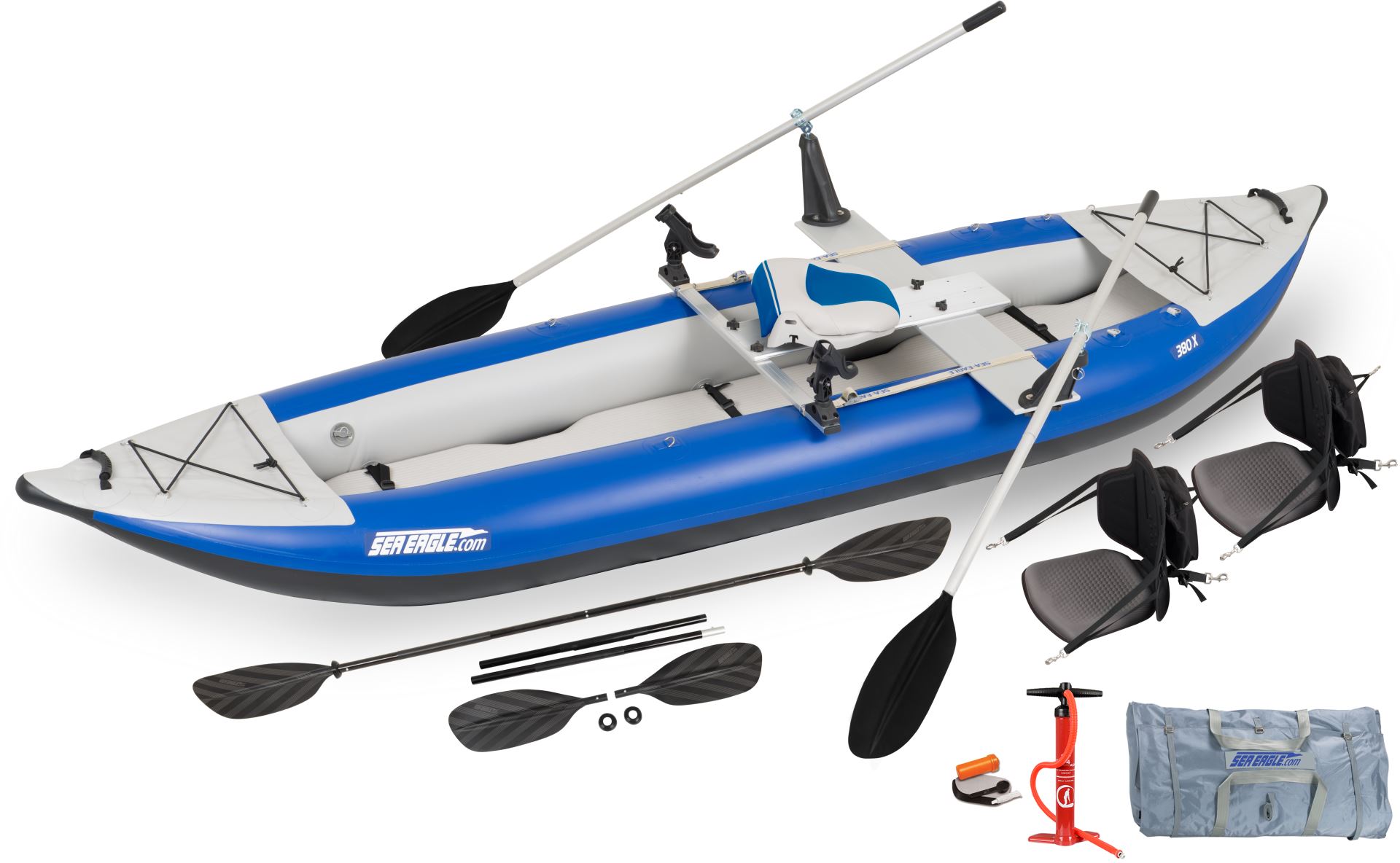NEW Sea Eagle 380XKDT Inflatable Explorer Deluxe Kayak Package for 2 Persons 