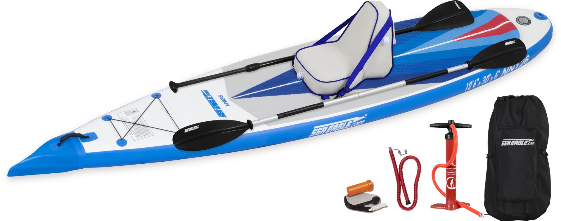 Sea Eagle FishSUP 126 Inflatable Fishing Stand-Up Paddleboard Swivel Seat  Package FS126K_FR