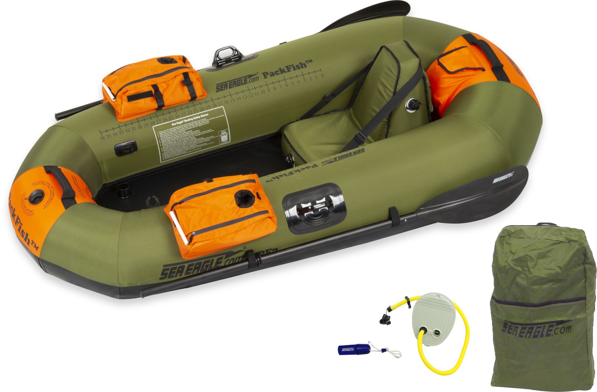 Sea Eagle PackFish7™ 1 person Inflatable Fishing Boat. Package