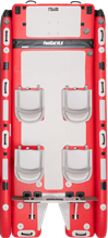 The FastCat14™ is 31 lbs. lighter and features all woven drop-stitch, a full-length non-slip EVA foam cushioned foot pad, built-in 40" FishRuler, Sea Eagle Universal Casting Bar attachment mounts, 6 Universal Accessory Pads for use with optional Scotty, Yak-attack, and similar accessories, a Quik-attach system for quickly and easily attaching the Sea Eagle Swim Ladder, and/or front trolling motor mount, Quik-cinch EZ-attach seating system for attaching 1, 2, 3, or 4 seats independently, and a lighter, smaller, stronger, removable back-braced transom for easy storage.
The FastCat14™ can be rolled up and packed away for easy storage. However, because of its incredibly large super fun-size deck space designed for sunning, swimming, snorkeling, scuba diving, filming, fishing, picnicking, and all-around fun-filled days on the water - it's best used for extended days on the water and/or with a lightweight 18-foot bunk trailer with 12-inch high adjustable bunk risers.
The FastCat14™ is a rugged, dependable, rigid, high-pressure, all-drop stitch constructed, rapid self-bailing, four-person, inflatable catamaran boat that provides exceptional deck space, "The Smoothest Ride On The Water", and is the perfect boat for family fun time!
Welcome to the future! Made from a LIGHTER, STRONGER, and EVEN MORE PACKABLE woven drop stitch technology. Due to the latest technological advancement in double-layer, high-pressure, all-drop-stitch, woven technology, the FastCat14™ is incredibly strong and much easier to fold and pack up. The future is here - order yours today! Inflatable Boats